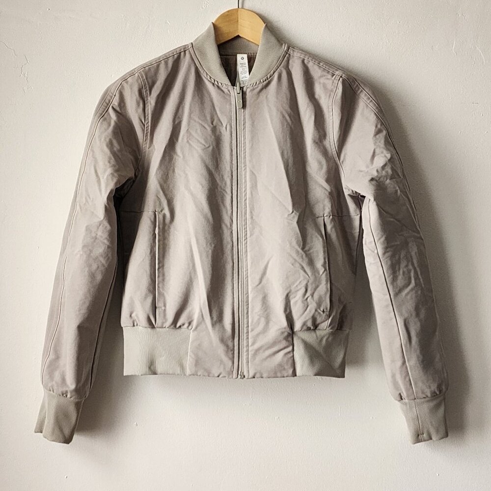 Lululemon Size 2 Non-Stop Bomber Jacket Reversible Raw Linen Beige Neutral New